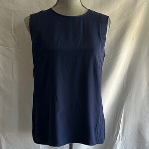 Lafayette 148 New York Navy Sleeveless Shell, 100% Silk